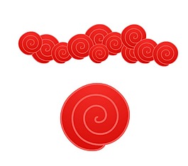 中國(guó)風(fēng)紅色卡通祥云png元素