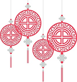 中式紅色中國結掛飾png元素