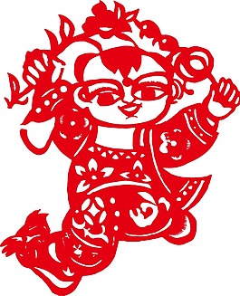 中式剪紙窗花過年元素png
