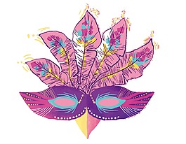 卡通紫色化妝面具png元素