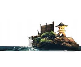 卡通公園一角png元素