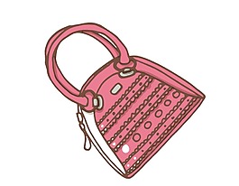 卡通粉色女士包包png元素