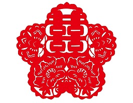 红色剪纸喜贴png元素