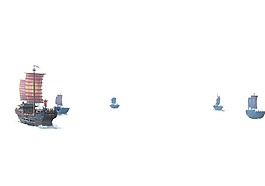 卡通大海航行船隊png元素