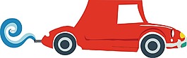 卡通紅色小汽車png元素