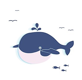 卡通可愛鯨魚png元素