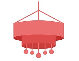 卡通红色吊灯png元素