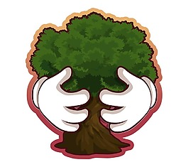 卡通擁抱大樹png元素