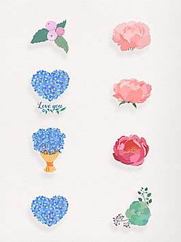 彩色精美花束透明素材合集