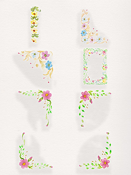手繪鮮花邊框透明素材合集