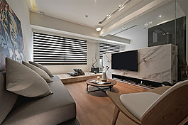 簡約客廳灰色電視背景墻裝修效果圖