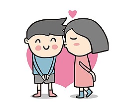 卡通情人親親圖PNG元素