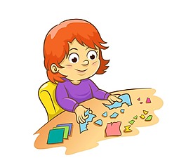 卡通小女孩折紙插畫png元素