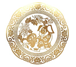 中式金色剪紙png元素