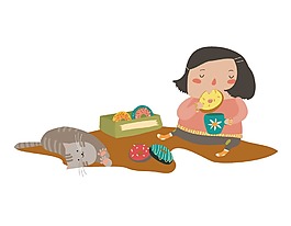 卡通吃貨小女孩png元素