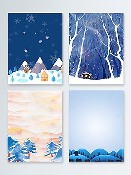 唯美雪地卡通海报背景