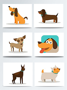 手繪可愛的狗扁平風(fēng)格設(shè)計(jì)素材