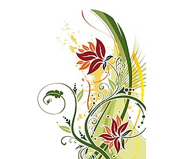 欧式卡通花卉插画png