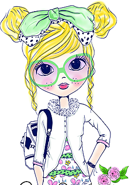 手绘可爱卡通的少女插画