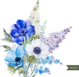 唯美時(shí)尚水彩繪花朵插畫