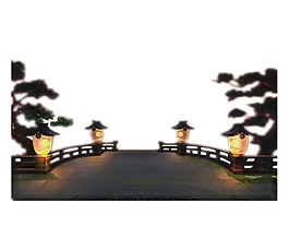 古典亭臺路燈插畫png