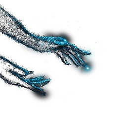 蓝色炫彩双手科技背景png