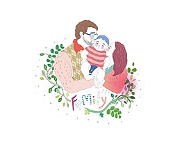 相愛一家人插畫png元素
