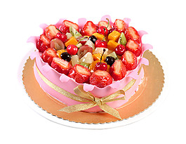 粉色愛心草莓蛋糕素材