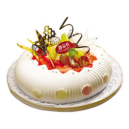 白色圓形水果味生日蛋糕