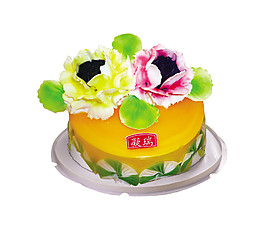 黃色奶油花朵生日蛋糕