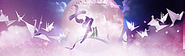 七夕手繪藍(lán)色海報(bào)背景banner