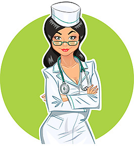 時尚卡通職業女醫生插畫
