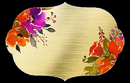 手繪金牌上水彩花png透明素材