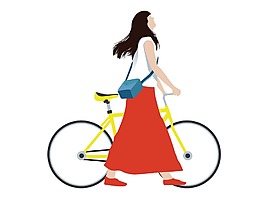 卡通騎行少女png元素
