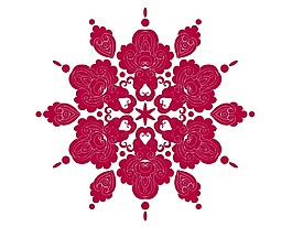 卡通紅色組合花瓣png元素