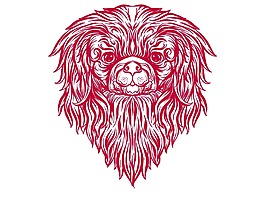 卡通紅色獅子狗頭像png元素