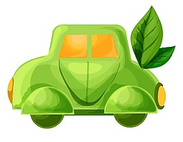 卡通綠色環(huán)保汽車png元素