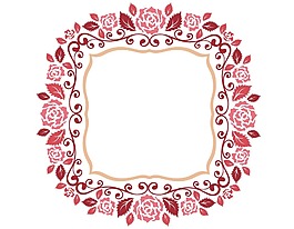 卡通紅色鮮花邊框png元素