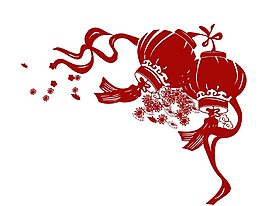 卡通紅色燈籠png元素