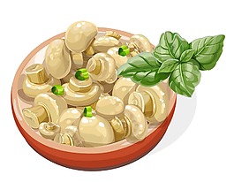 卡通一碗美味蘑菇png元素