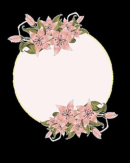 美麗粉紅色圓形花環(huán)png透明素材
