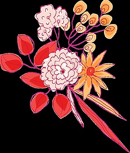 手繪線性風(fēng)格花卉png透明素材