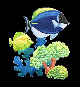 手繪海里的小魚png透明素材