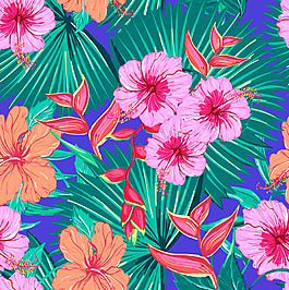艷麗熱帶花朵插畫(huà)