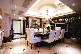 簡約餐廳方形吊頂裝修效果圖