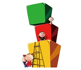 扁平卡通人物樓梯方塊png元素