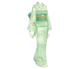 中式淺綠色和服圖png元素