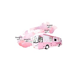 粉色公交車PNG元素