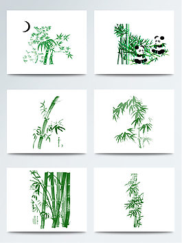 卡通手绘熊猫竹子竹林PNG元素