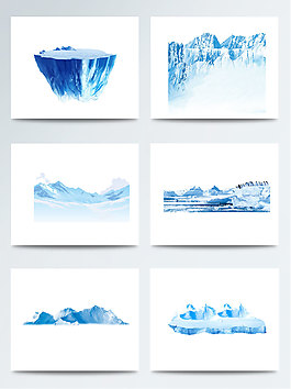 冬季冰天雪地的山PNG元素